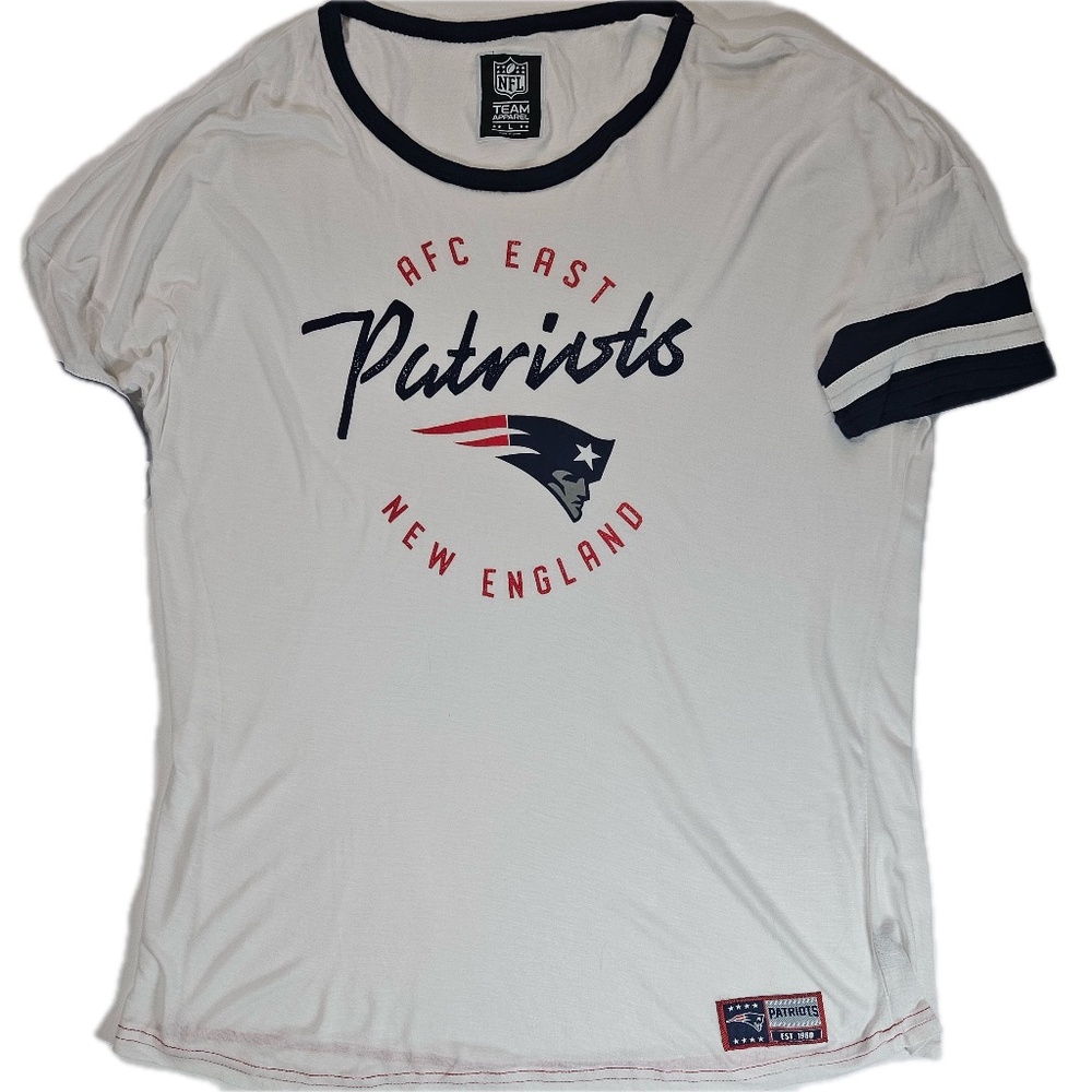 NFL Team‎ Apparel Patriots Shirt Unisex L White Ringer New England Logo